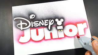 How to draw Disney Junior logo with a stencil | Logo art | Stencil art