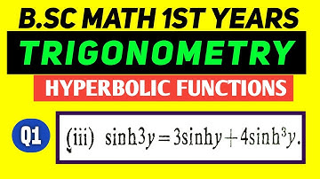 Bsc Math Part 1 | Trigonometry |Ch-5 | Hyperbolic Functions | Q.no. - 1(iii) | Das Gupta #mathchat