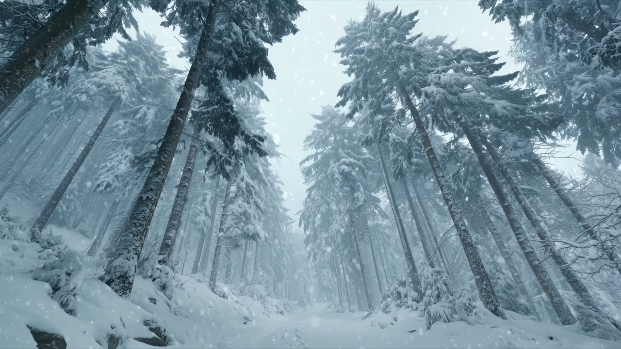 Relaxing Soft Ambient Music ❄️ Peaceful Winter Forest | Falling Snow & Forest Sounds (No Ads)