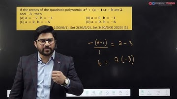 If the zeroes of the quadratic polynomial x^2+(a+1)x+b are 2 and -3 then A) a=-7,b=-1 B) a=5,b=-1