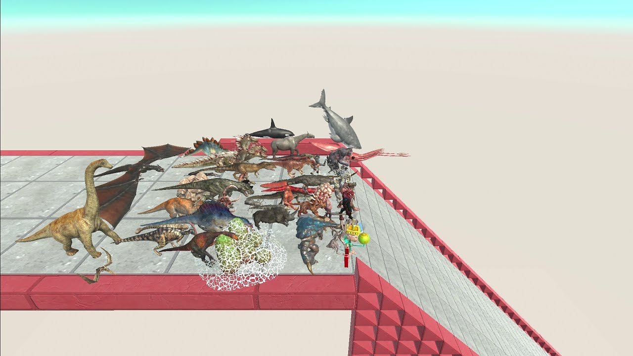 Speed ​​race with all ARBS units. Steep slope course! - Animal Revolt Battle Simulator