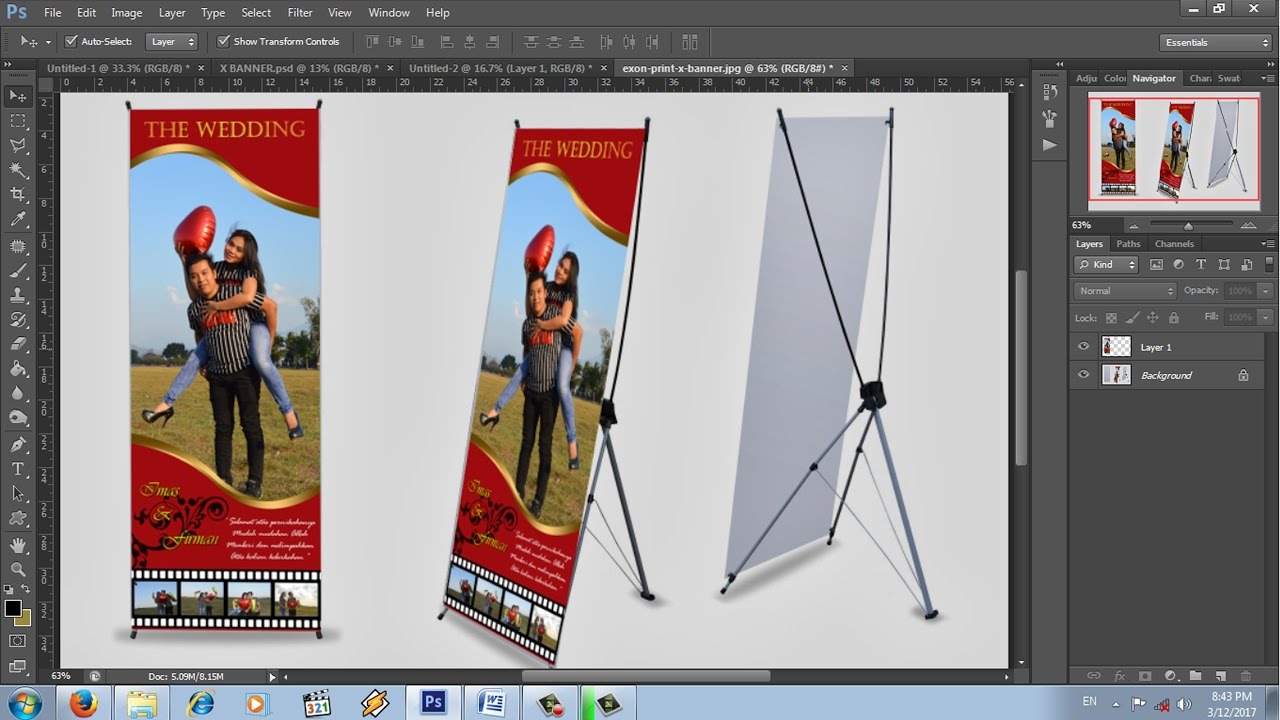 cara desain  x banner  wedding dengan photoshop  YouTube