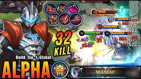 32 Kills + MANIAC!! Alpha Full Red Build (WTF LIFESTEAL) - Build Top 1 Global Alpha ~ MLBB