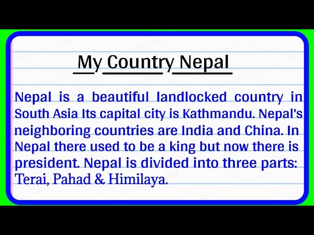 my country nepal essay for class 4