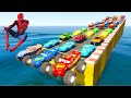 Spiderman Cars Jumping Into Water GTA 5 Monster McQueen Truck