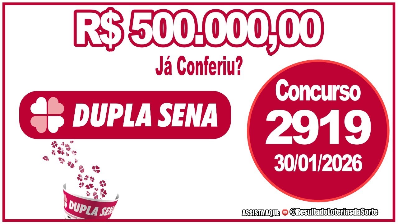 🎲Resultado da Dupla Sena Concurso 2919 – Veja os Números Sorteados de Hoje e Descubra se Ganhou!💰