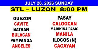 STL TODAY LUZON PCSO Small Town Lottery 3RD draw result update today 8PM JULY 26, 2026 SUNDAY