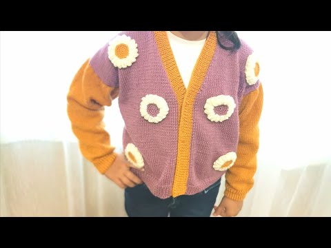 8 yaş kolay papatya (crop) hırka yapimi/  knitted children's cardigan