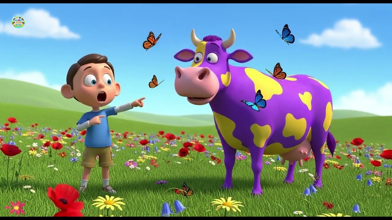 The Purple Cow Song | Fun Kids Song & Color Learning for Children | Learn Colors & Animals