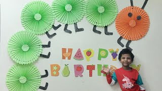 Paper Fan-Hungry Caterpillar Birthday Decoration Ideas At Home-Birthday Backdrop Diy