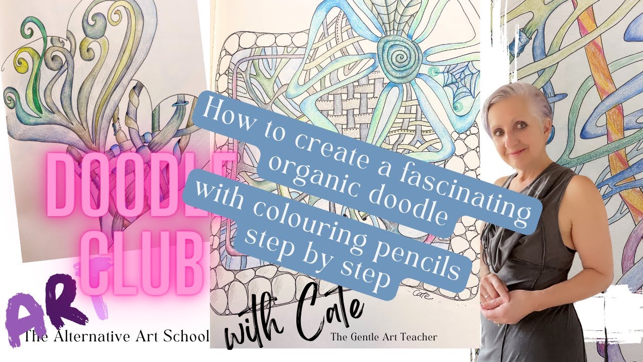 How to create a fascinating organic doodle with colouring pencils; a step by step tutorial