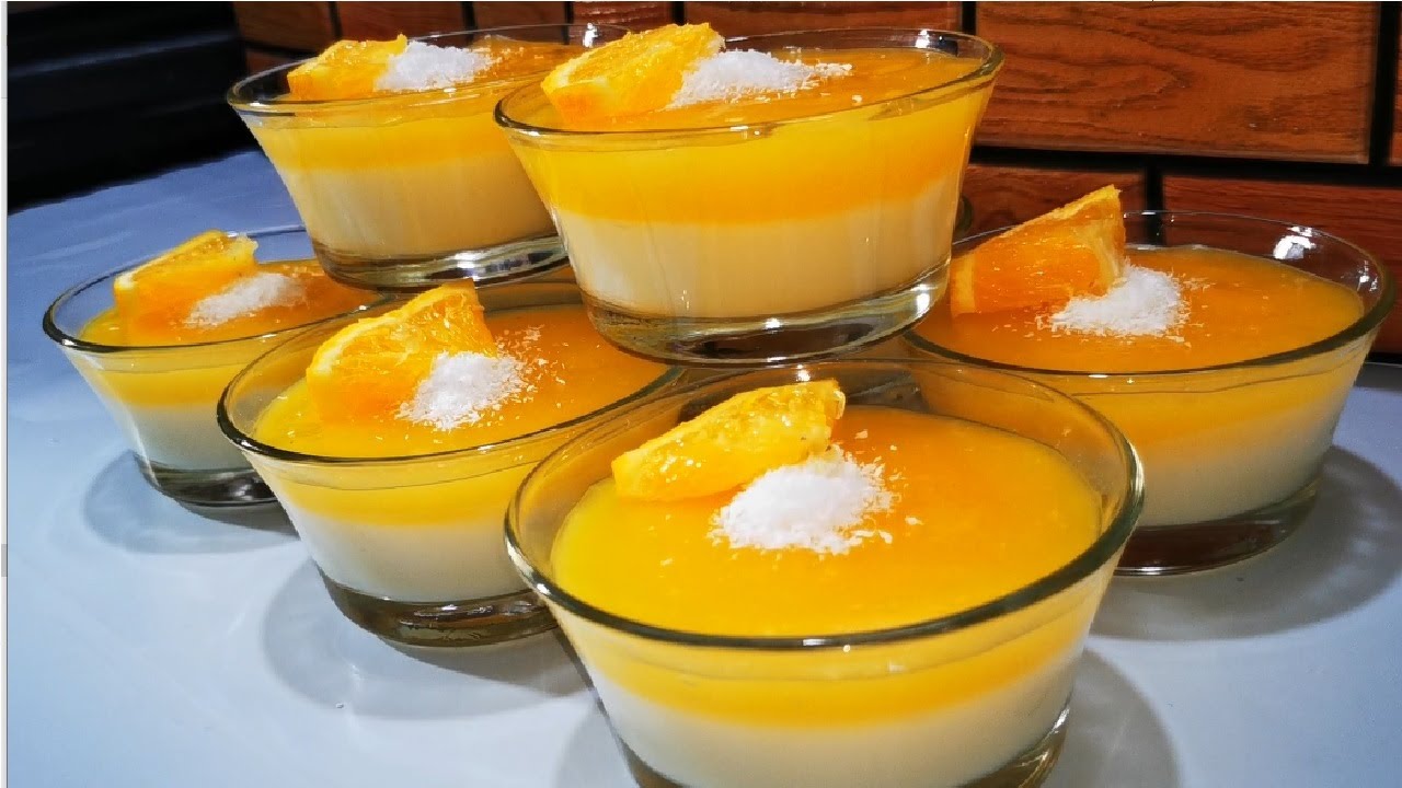 تحضير اطيب مهلبية باردة بالبرتقال والفانيلا على طريقتي