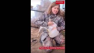 Rabbit attacks on a lady 🐇 #funnyvideo #ytviralvideo #viral