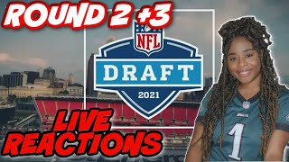 NFL DRAFT LIVE REACTIONS | ROUND 2 + 3
