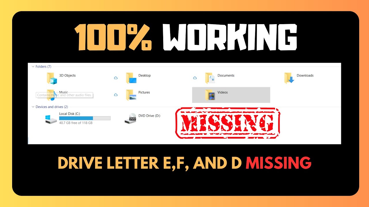 A USEFUL And EASY GUIDE To SOLVE Missing Drive- Letter E,F, And D