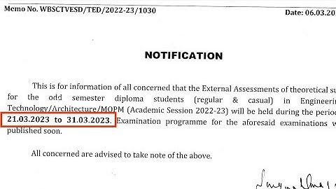 West Bengal diploma 1st & 3rd & 5th Semester theory Exam Date | WBSCTE