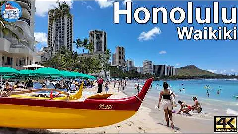 🇺🇸 HONOLULU 4k Walking Tour | Waikiki - An afternoon stroll along the shopping strip and beaches