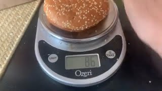Burger King Whopper bun weight 86g 4”x4.5” diameter BK