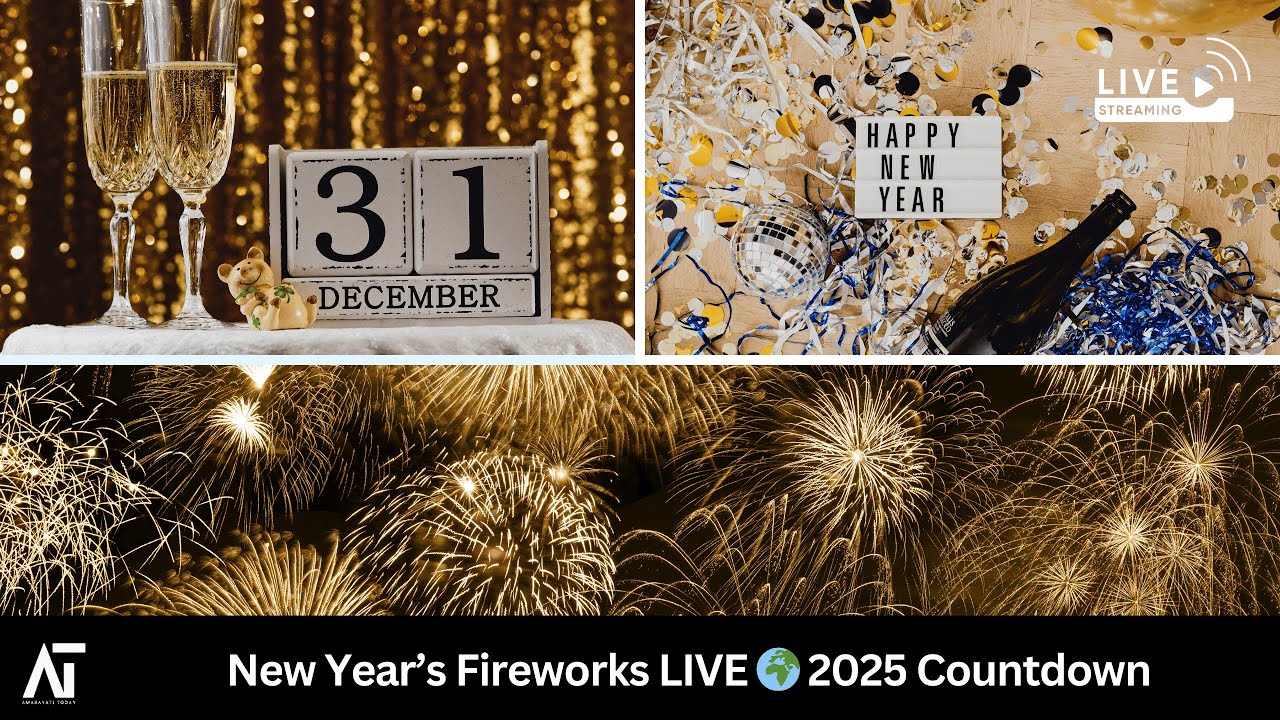 World New Year's Eve Fireworks Show 2025 🎆 | Amaravati Today LIVE 🌎