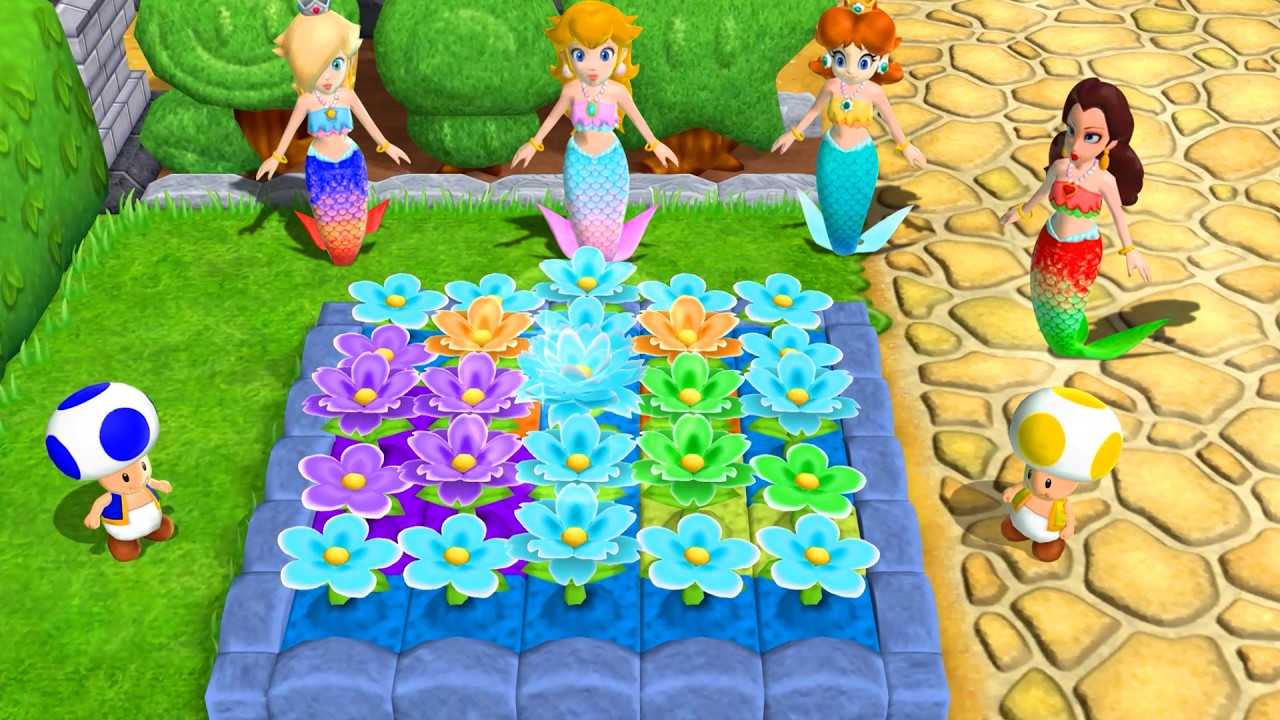 【마리오 파티 9】가든 배틀 피치 vs 데이지 vs 로젤리나 vs 폴린