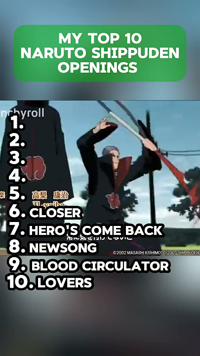 MY TOP 10 NARUTO SHIPPUDEN OPENINGS #naruto #narutoshippuden #anime #music