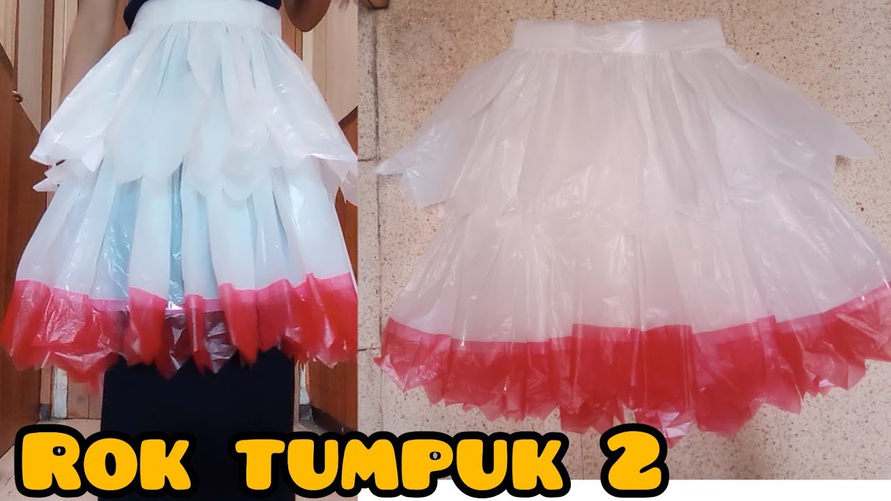CARA MEMBUAT ROK REMPEL Tumpuk 2 dari kresek - YouTube
