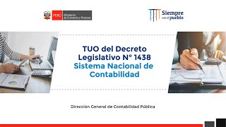 TUO del Decreto Legislativo N° 1438 Sistema Nacional de Contabilidad