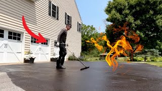 Seal Coating on Extremely Hot Day | Driveway Sealcoating