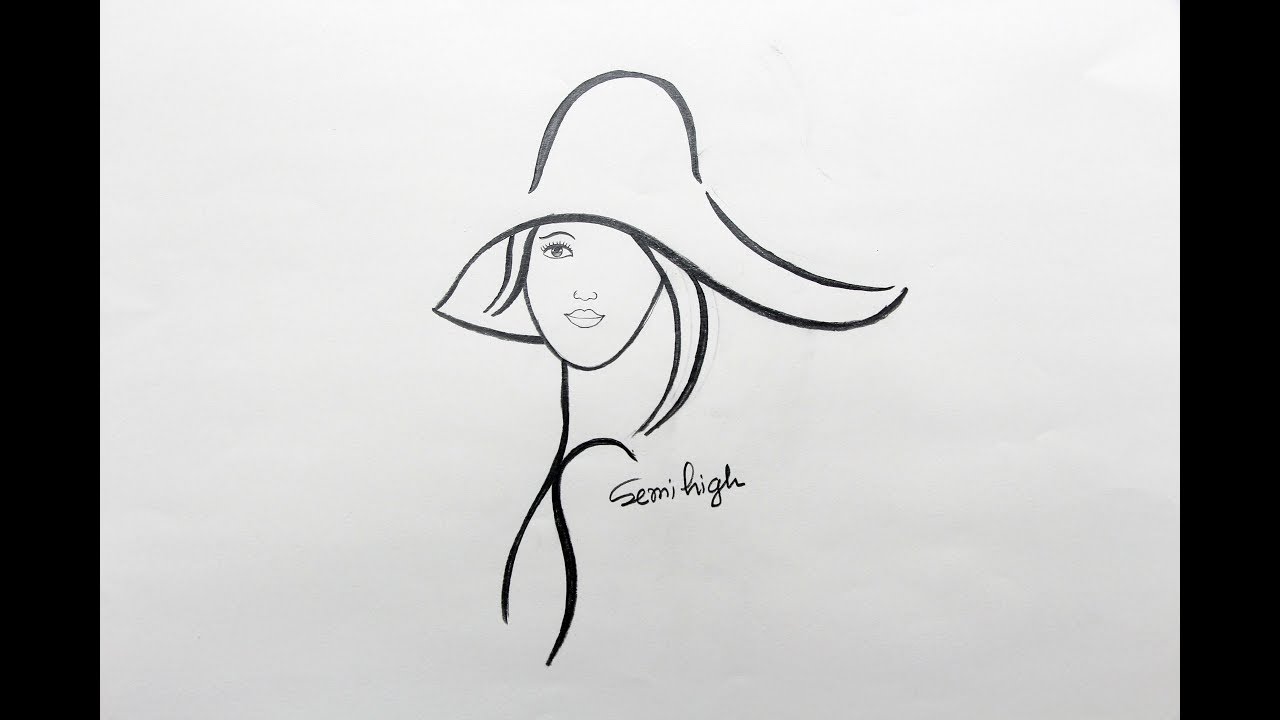 How to draw Girl Face with hat Pencil Sketch YouTube