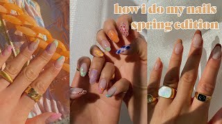 HOW I DO EASY SPRING NAILS | did it with my nondominant hand too