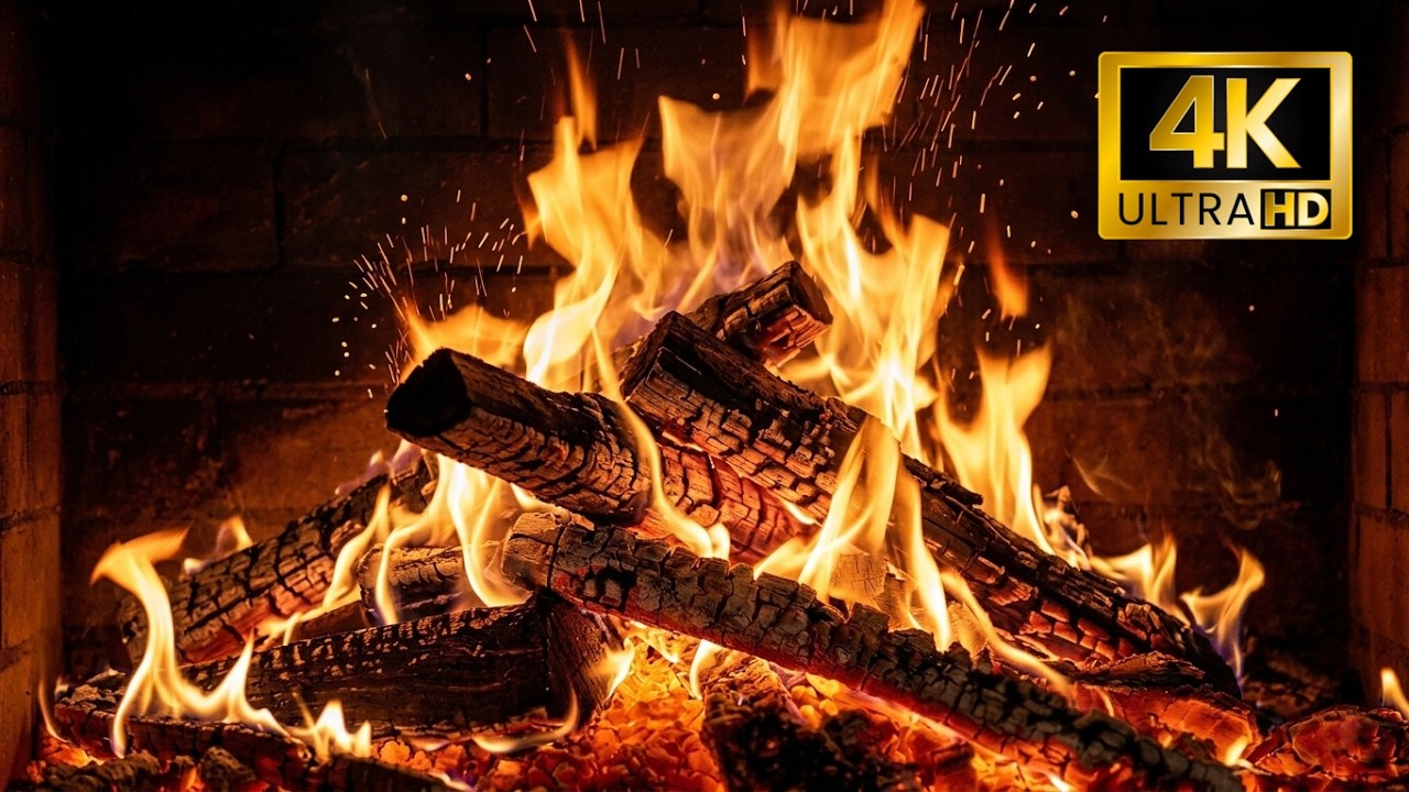 🔥 Cozy Fireplace (Live 24/7). NO ADS 4K Ultra HD Fireplace. Crackling Fire Sounds