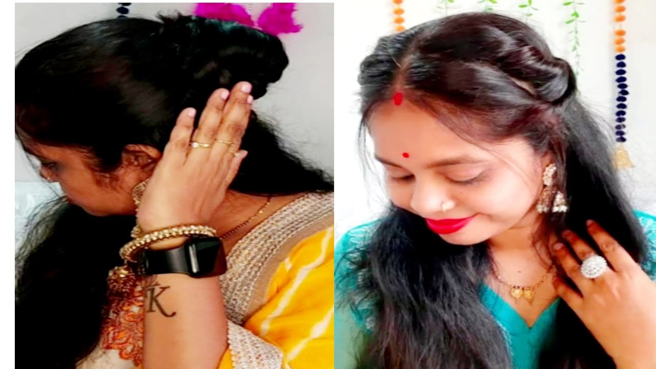 bangels hair style #for mehndi function bridal hair style - YouTube