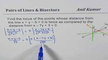 Locus of points twice the distance from one line than other