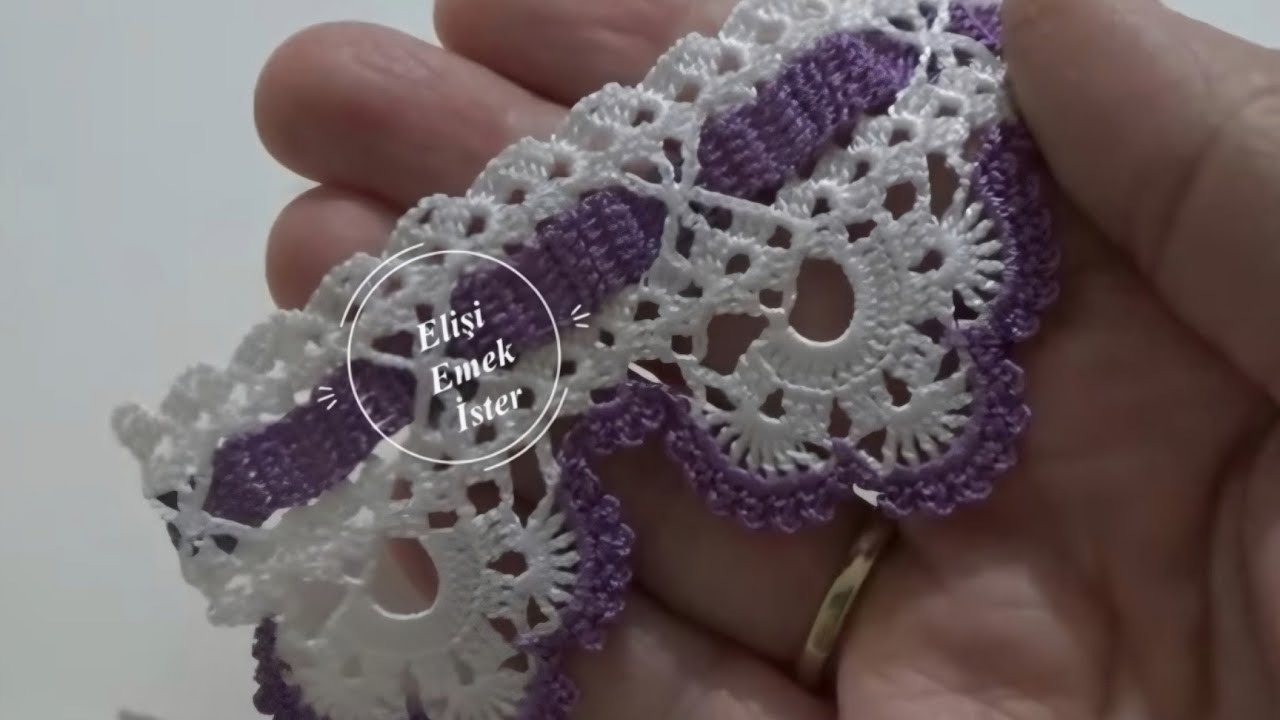 Acelesi olanlar için Mor Sümbüllü Dağ Havlu Kenarı Modelim!  #knitting