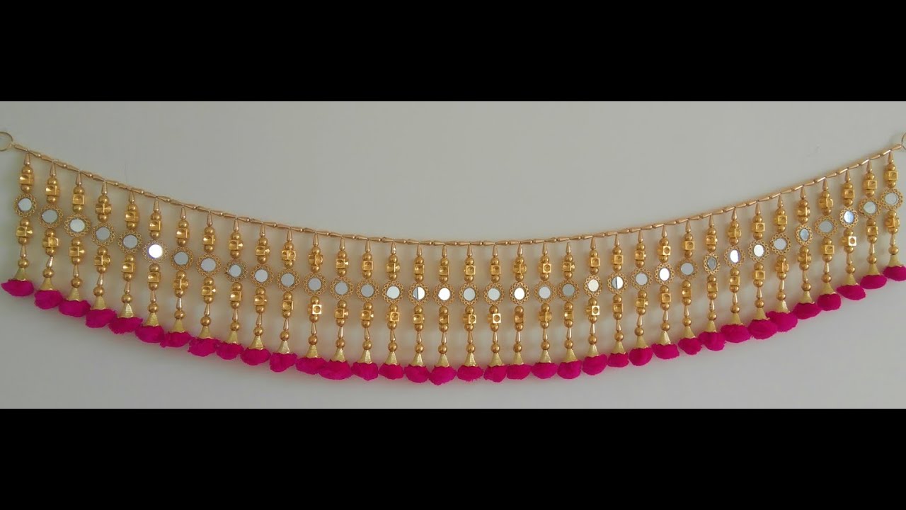 How to make a Pompom Bandhanwar, DIY Easy Pompom Toran, Designer Toran Making, How to make Toran