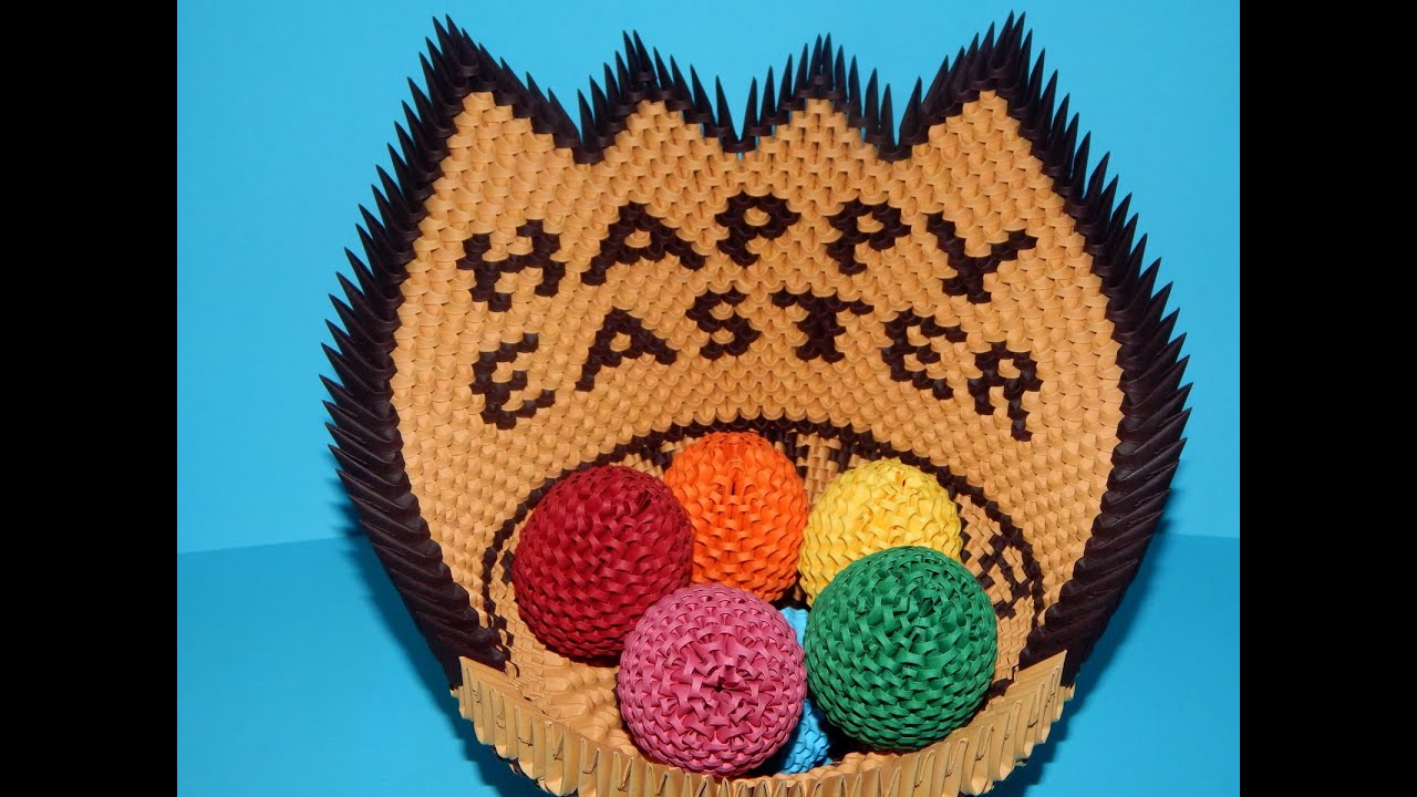 3D origami Easter basket tutorial part2 YouTube