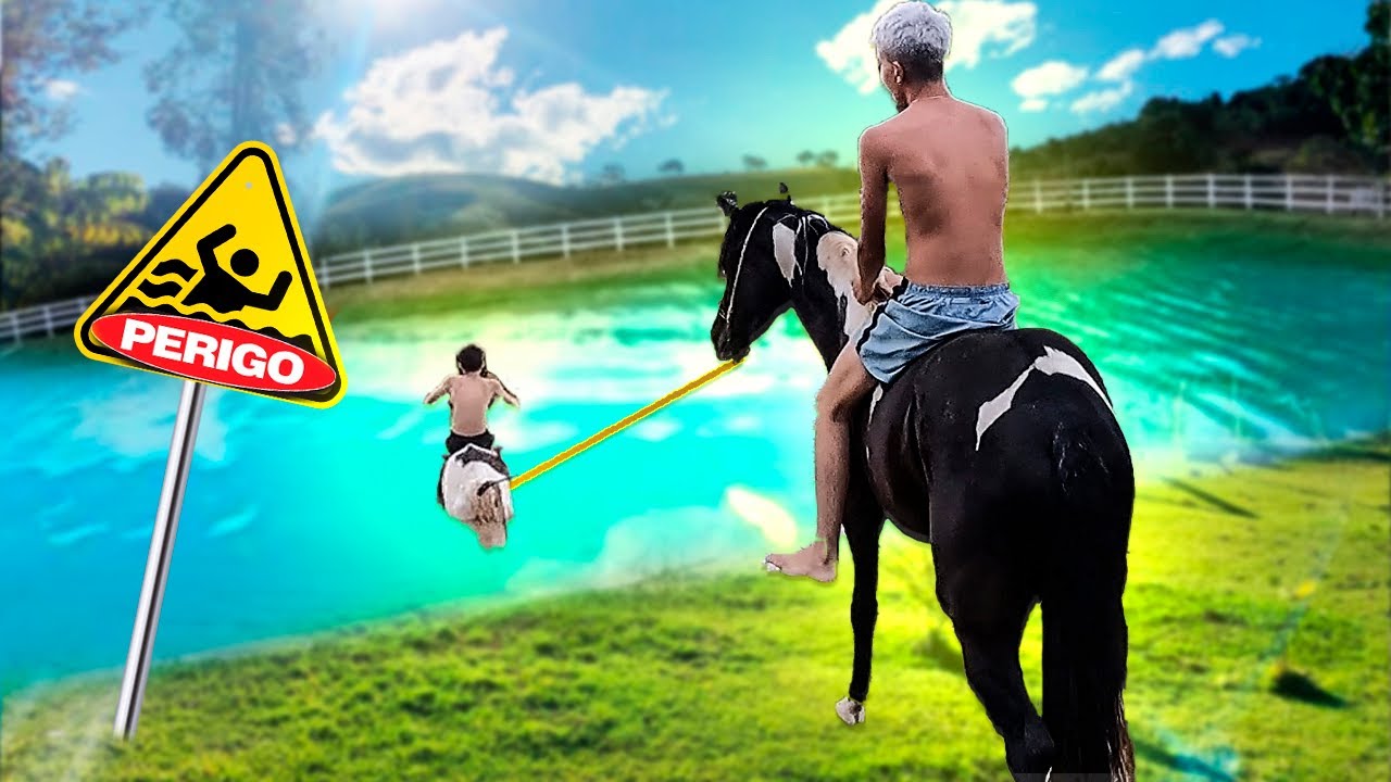 Colocando meu Cavalo EMBAIXADOR na LAGOA