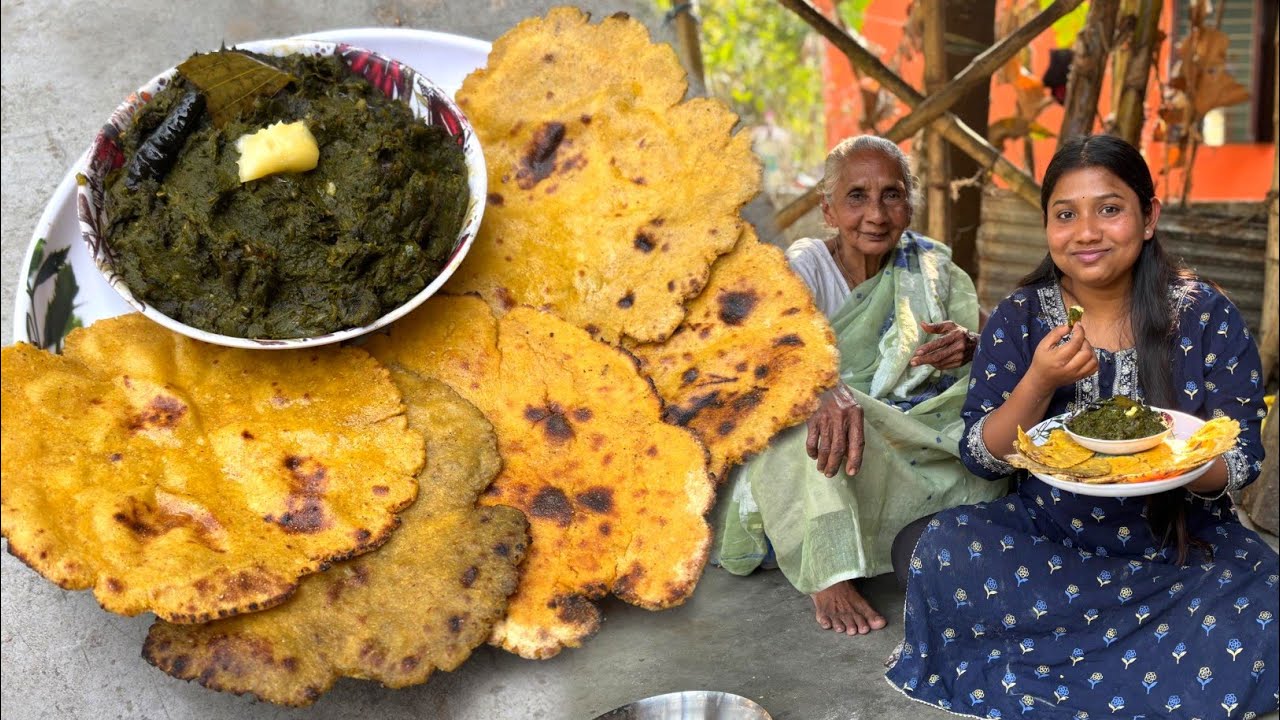 বাড়িতে আজকে পাঞ্জাবের বিখ্যাত খাবার সর্ষে শাক আর মাকাইয়ের রুটি রান্না হলো।Sarson Ka Saag Recipe