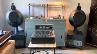 Elipson Religeuse ORTF speakers and Bourdereau stereo turntable playing Pat Boone