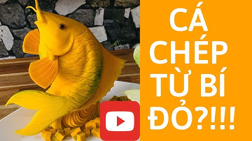 Tỉa Cá chép vàng từ 1 trái bí đỏ, HOW TO MADE A CARP FROM A PUMPKIN
