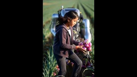 Watch robot harvesting red onion with precision in lush decor onion field#short #farming#automobile