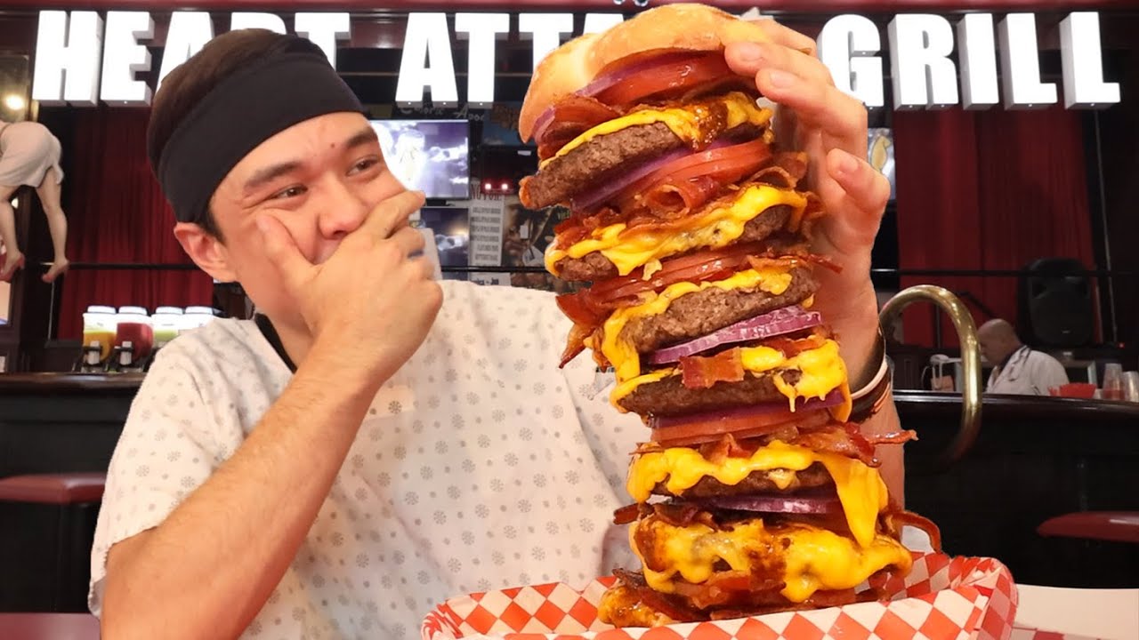 ⁣I Ate a 20,000cal Burger in Record Time!! **Octuple Bypass Challenge**