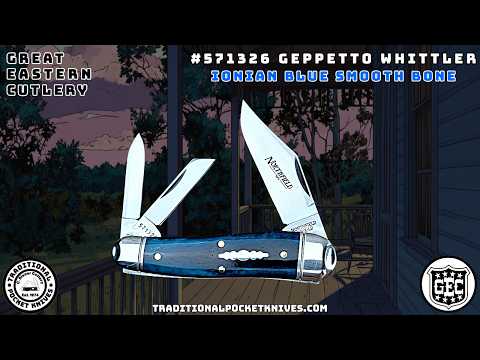 Great Eastern Cutlery:  Geppetto Whittler - Ionian Blue Smooth Bone