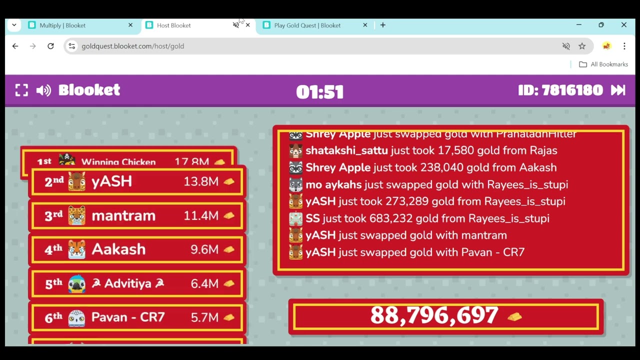 Gold Quest Blooket| Game Hacks| A full game #7 Enjoy! Best strategies to win in gold Quest Blooket