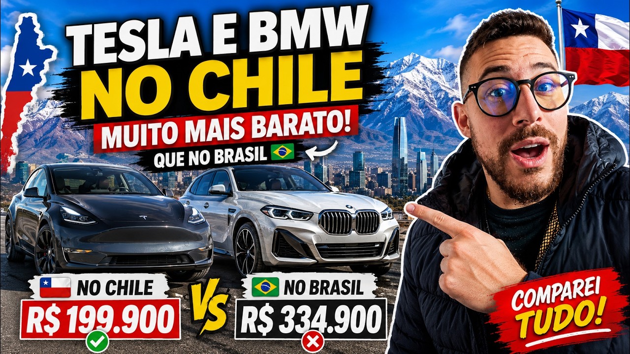 Fui ver TESLA e BMW no Chile… o preço me deixou sem reação! 🇨🇱
