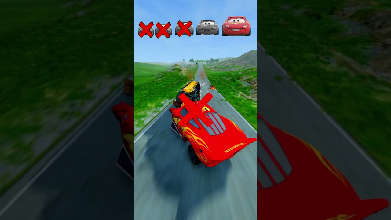 Big & Small McQueen Vs Bus Car #26 - BeamNG.Drive