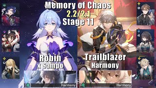 E0 Robin Sampo & E1 Trailblazer Welt | Memory of Chaos 11 | 2.2/2.1 | 3 Stars | Honkai: Star Rail