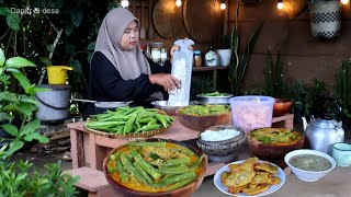Okra \u0026 ikan paling enak disantan seperti ini, bakwan tempe,Bubur durian,Panen okra, hidup di desa 