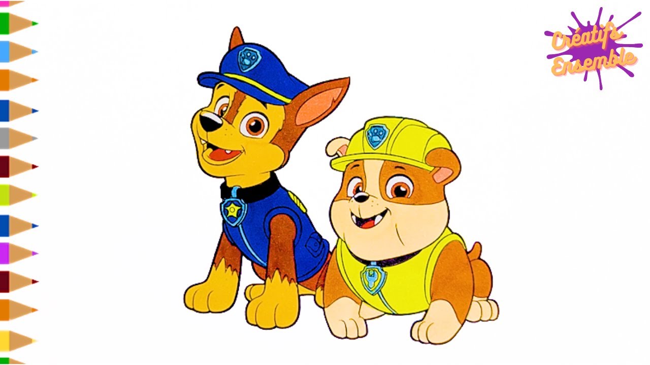 CHASE et RUBEN - PAT' PATROUILLE 🐶 Coloriage en musique. - YouTube