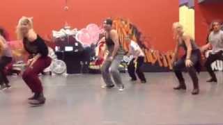 Marissa Milele (maroon sweatpants) Hip Hop combo in Ross McCord's class